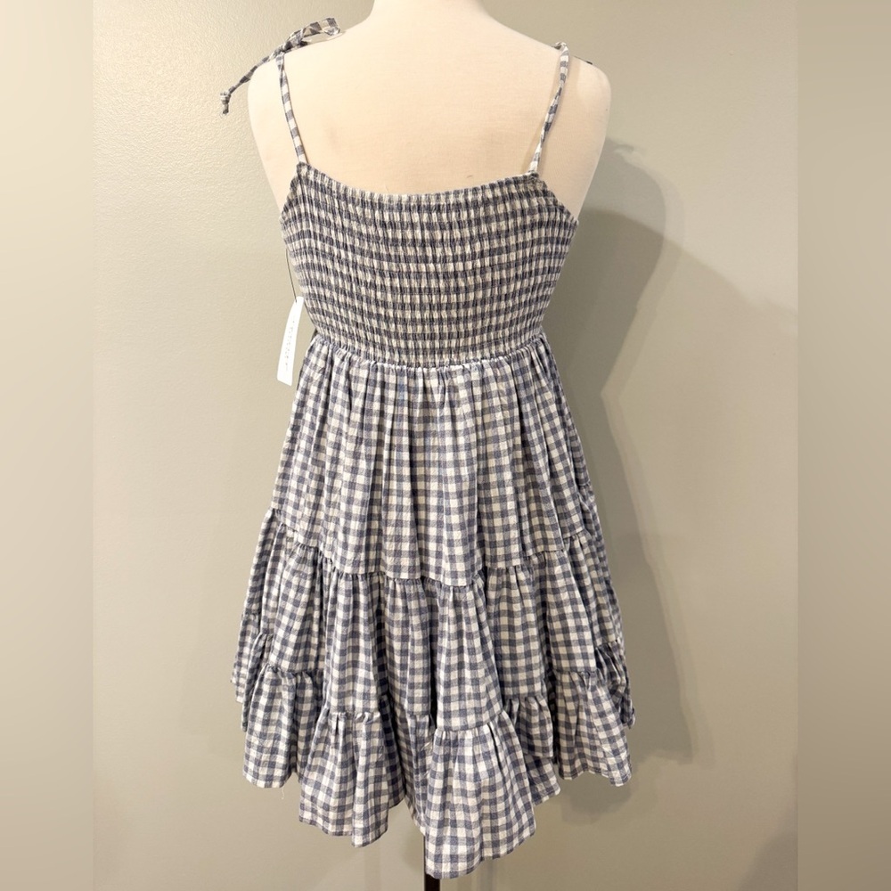 MABLE blue white gingham midi dress size medium NWT - Picture 3 of 6